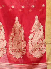 Green Cotton Saree With Ethnic Motifs-MA66BCT431050057