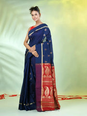 Red Cotton Saree With Zari Borders-MA64BCT401190052