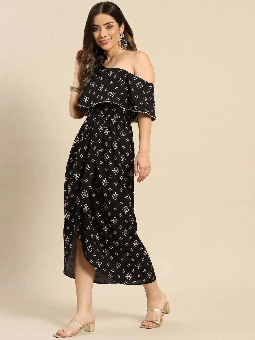 one shoulder western dress Marcella Women's Manhattan One Shoulder Midi Dress