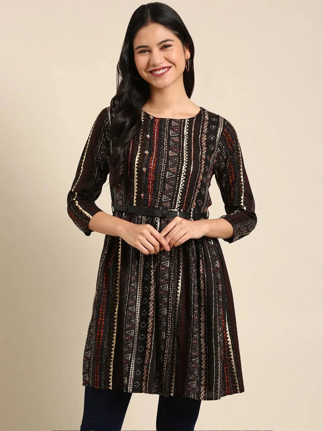 Black Embellished Anarkali Kurta | Cotton Anarkali Suit Set