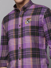 Men Purple Checked Casual Shirt-COLLINSCHECKS-4044-Purple