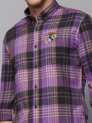 Men Purple Checked Casual Shirt-COLLINSCHECKS-4044-Purple