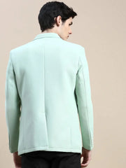 Men Green Solid Casual Blazers-AR-37-Green