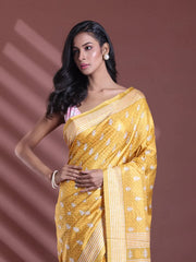 Mustard Silk Soft Saree With Texture Print-MA60BSL01400062