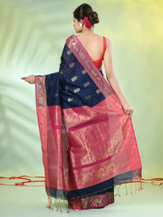 Maroon Cotton Saree With Geomatric Patterns-MA66BCT43830036