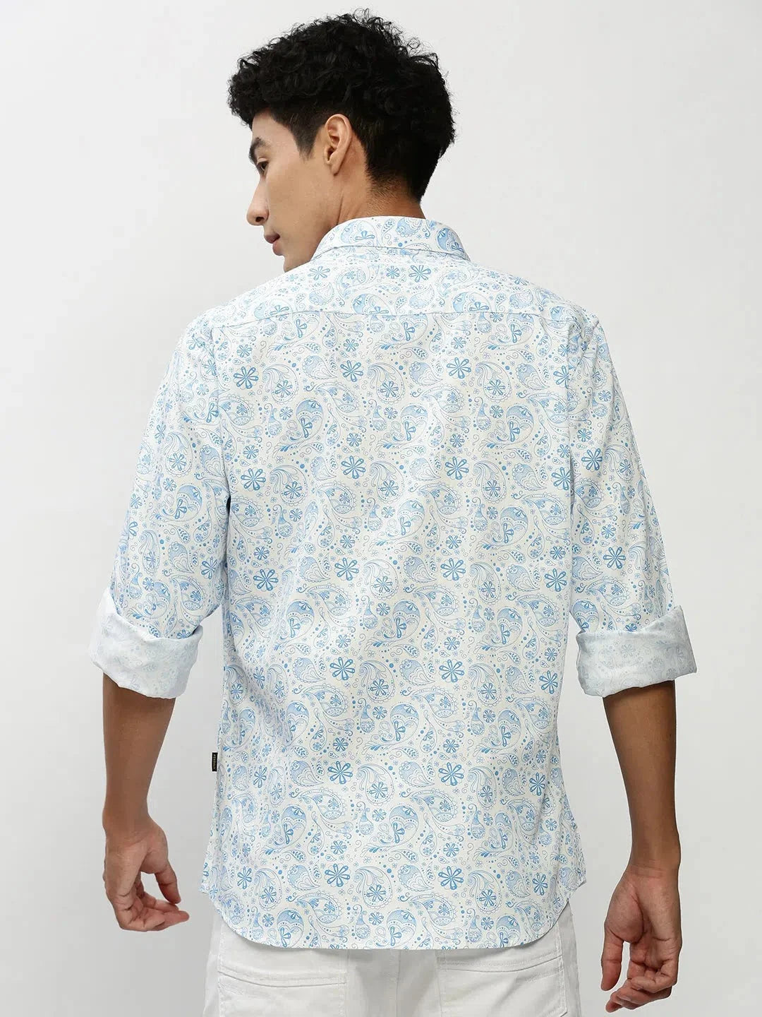 Blue Printed Cotton Mens Shirt | Casual Shirts for Men DesiQlo