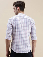 Men White Checked Casual Shirt-LAVINIA-0863-White
