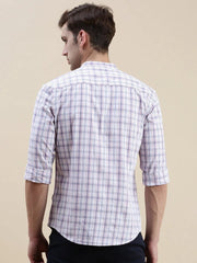 Men White Checked Casual Shirt-LAVINIA-0863-White
