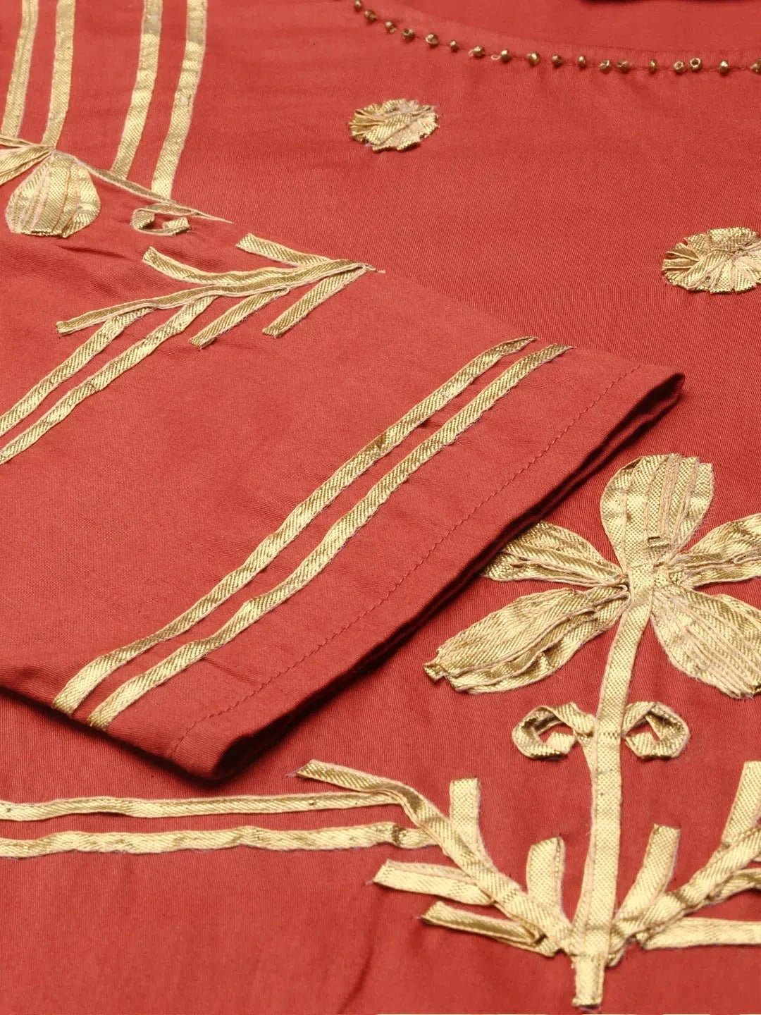 Orange Embroidered Women's Kurta Set | Cotton Kurta Sets