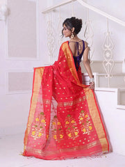 Light Green Cotton Ikat Saree With Ganga Jamuna Border-MA66BCT431380071