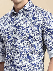 Men Blue Printed Casual Shirt-MONTREAL-0797-Blue