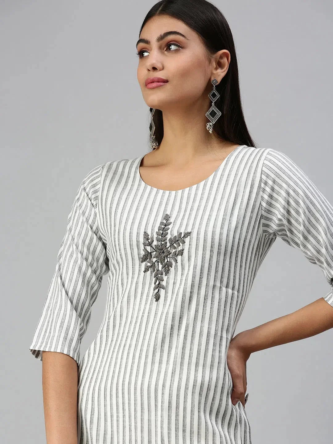 White Printed Kurti | Women's Cotton Tunic Top Online