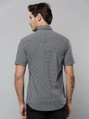 Men Black Checked Casual Shirt-AMEOPRINT-5261-Black
