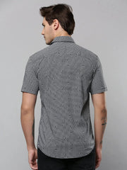 Men Black Checked Casual Shirt-AMEOPRINT-5261-Black