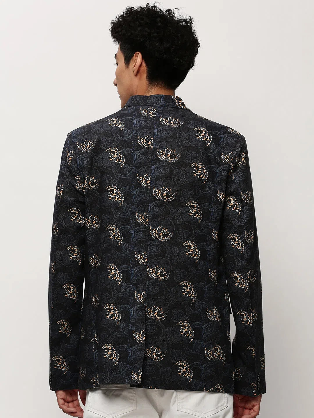 Black Printed Nehru Jacket | Men's Ethnic Wear Jacket