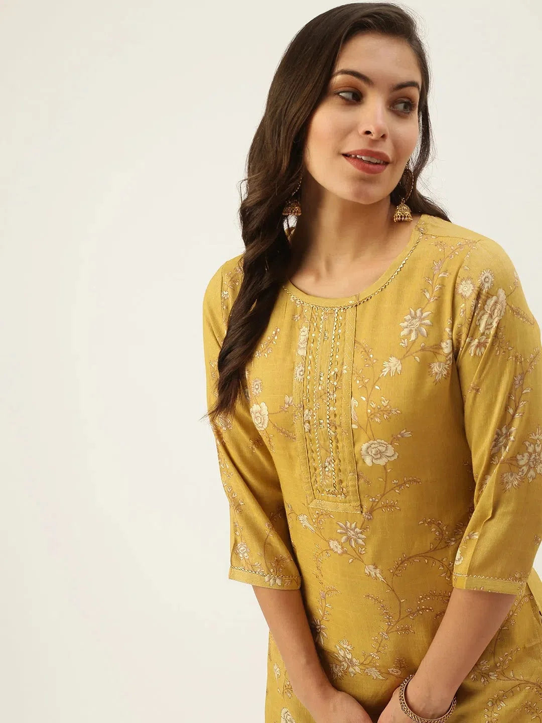 Women's Yellow Printed Straight Kurta | Indian Kurta for Women
