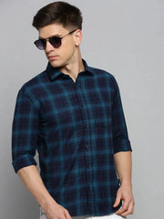 Men Teal Checked Casual Shirt-DALTONCHECKS-4089-Teal