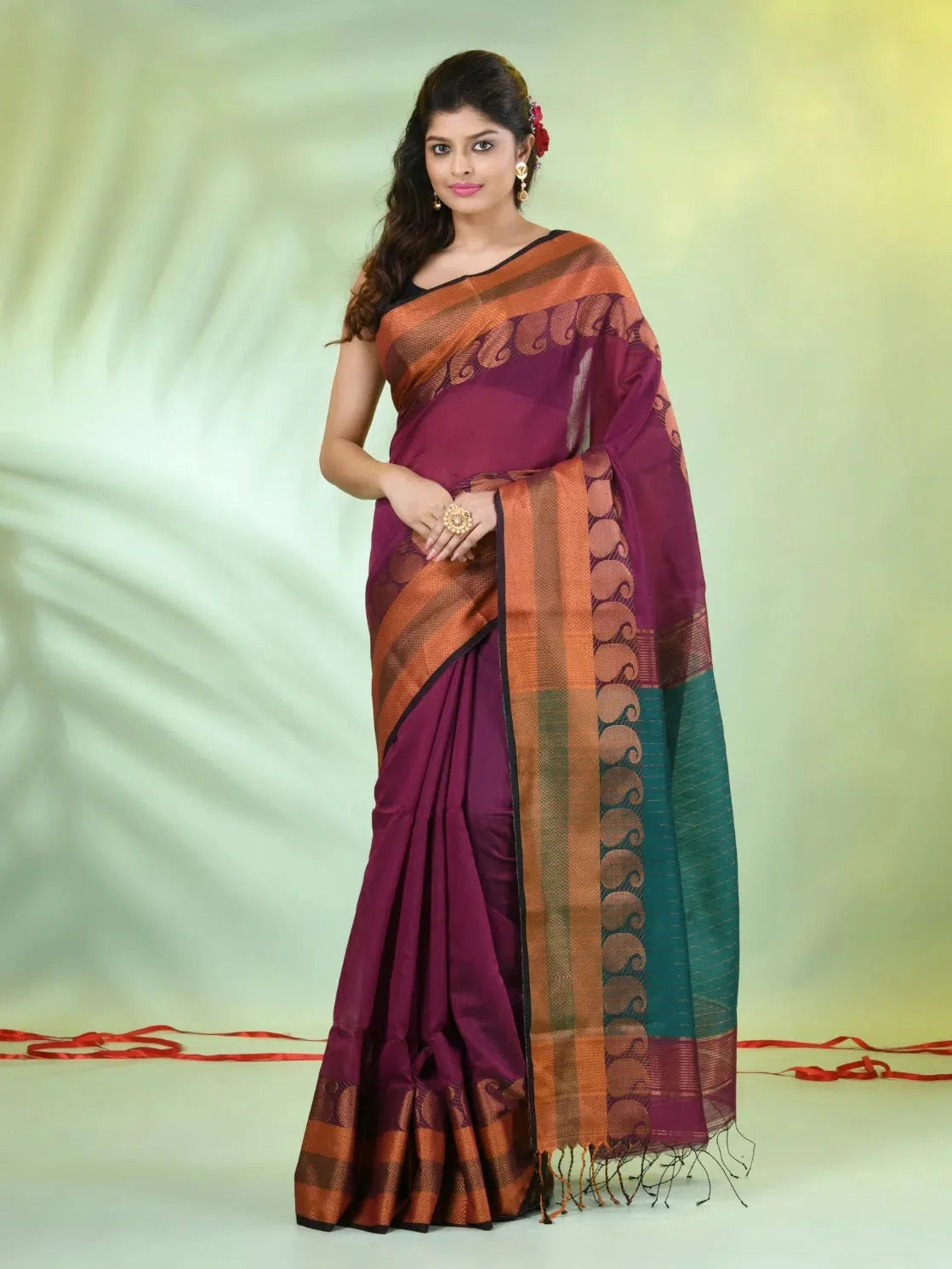 Magenta Cotton Zari Saree | Indian Sarees Online