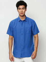 Men Blue Solid Casual Casual Shirts-SPARROW-1753-Blue