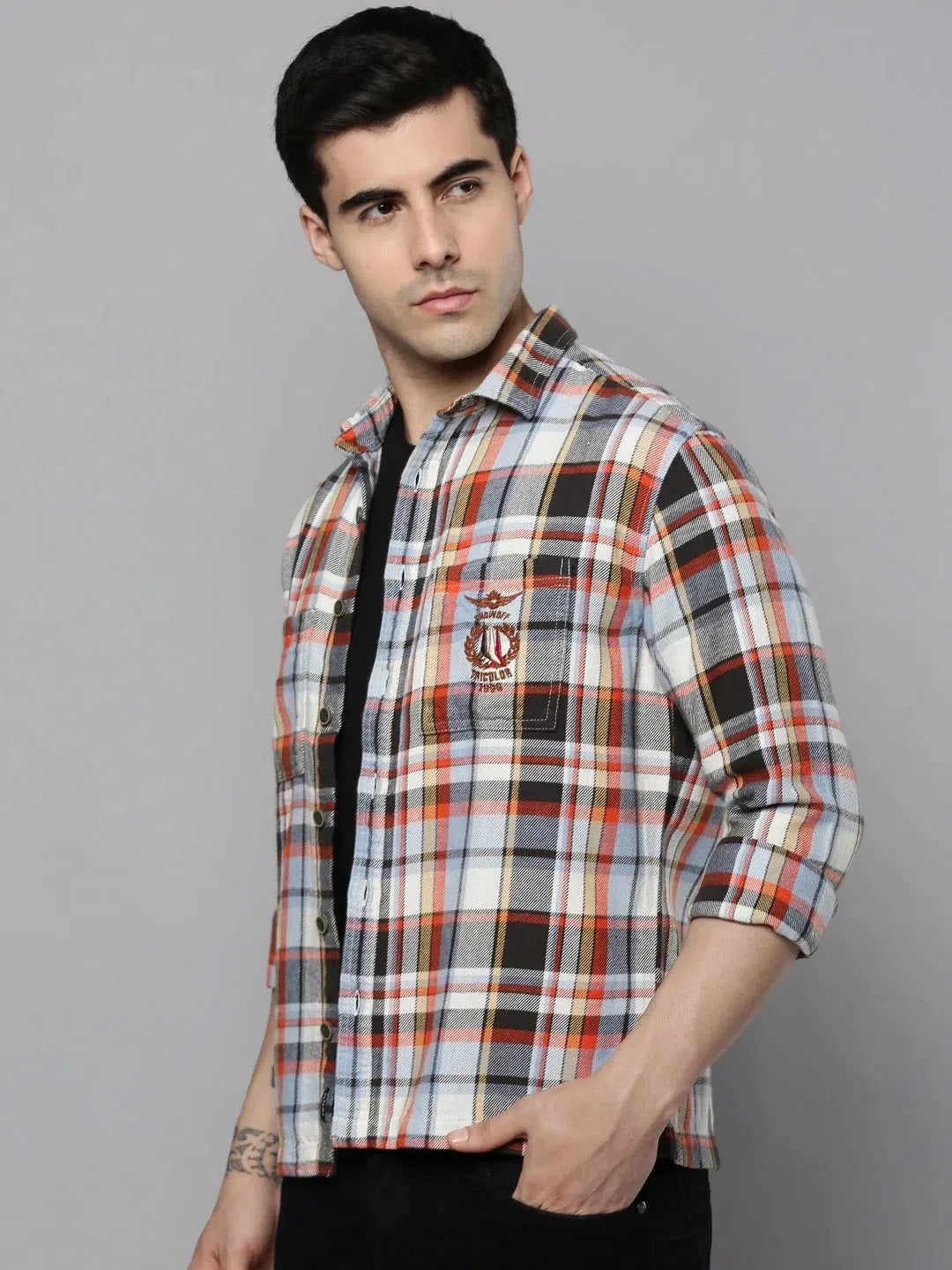 Mens Multi Checked Cotton Shirt - Casual Printed Shirt