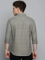Men Beige Checked Casual Shirt-AARONCHECKS-4344-Cream