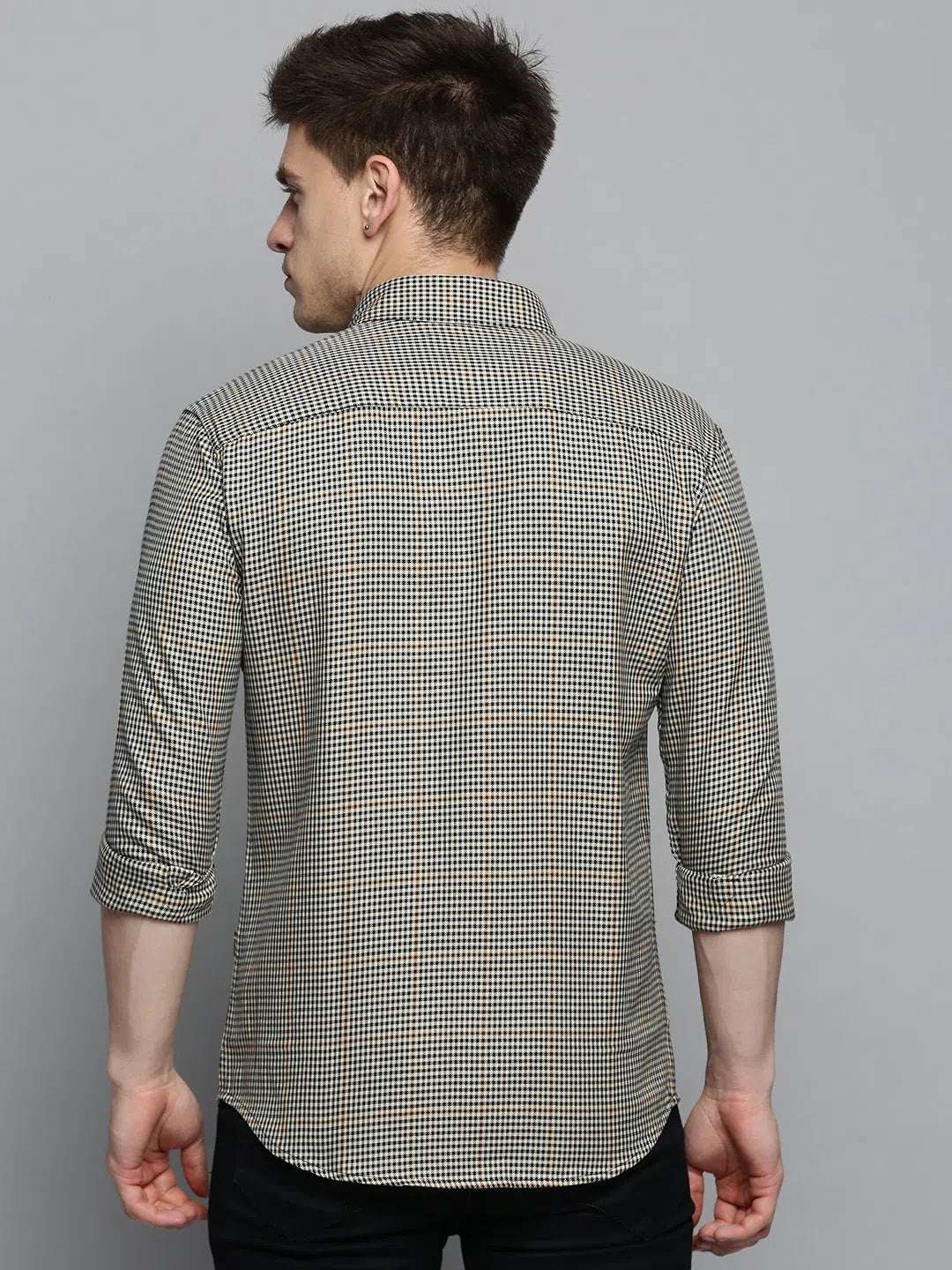Beige Checked Mens Shirt - Casual Cotton Shirt | DesiQlo