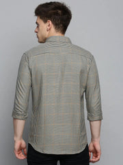 Men Beige Checked Casual Shirt-AARONCHECKS-4344-Cream