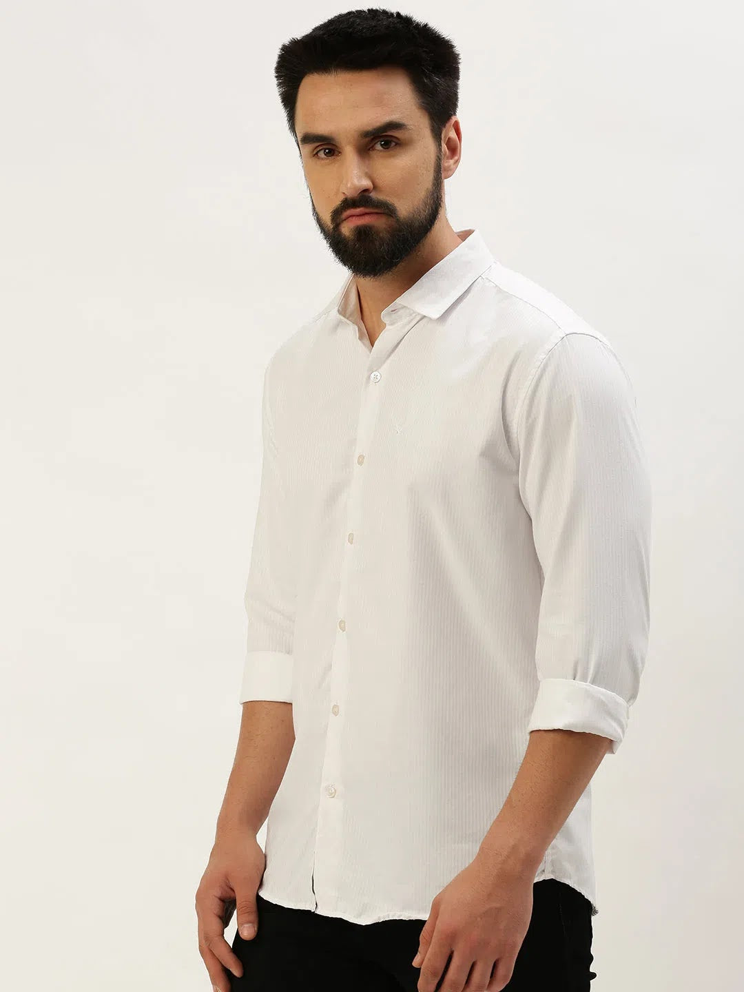 White Cotton Mens Shirt - Solid Casual Shirt | DesiQlo  