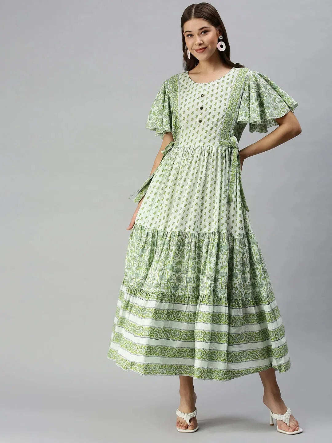 Green Floral Anarkali Kurti - Women's Printed Anarkali Kurta