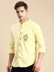 Men Yellow Solid Casual Shirt-SAN-DEI-1065-Yellow