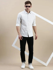 Men White Checked Casual Shirt-DATURA-1814-White