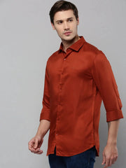 Men Rust Solid Casual Shirt-SAGARPLAIN-4568-Rust