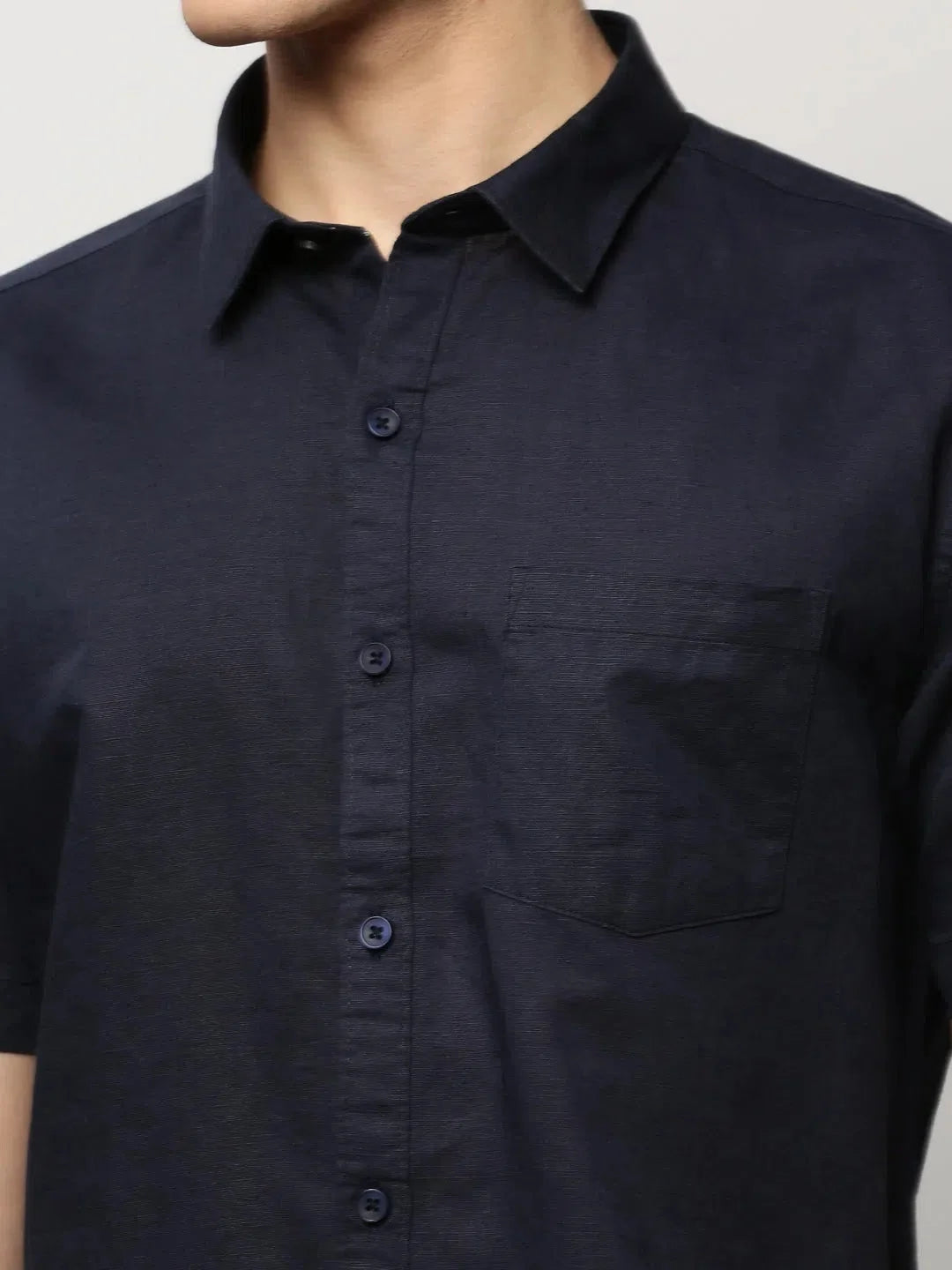 Navy Solid Cotton Mens Shirt | Casual & Formal Shirts