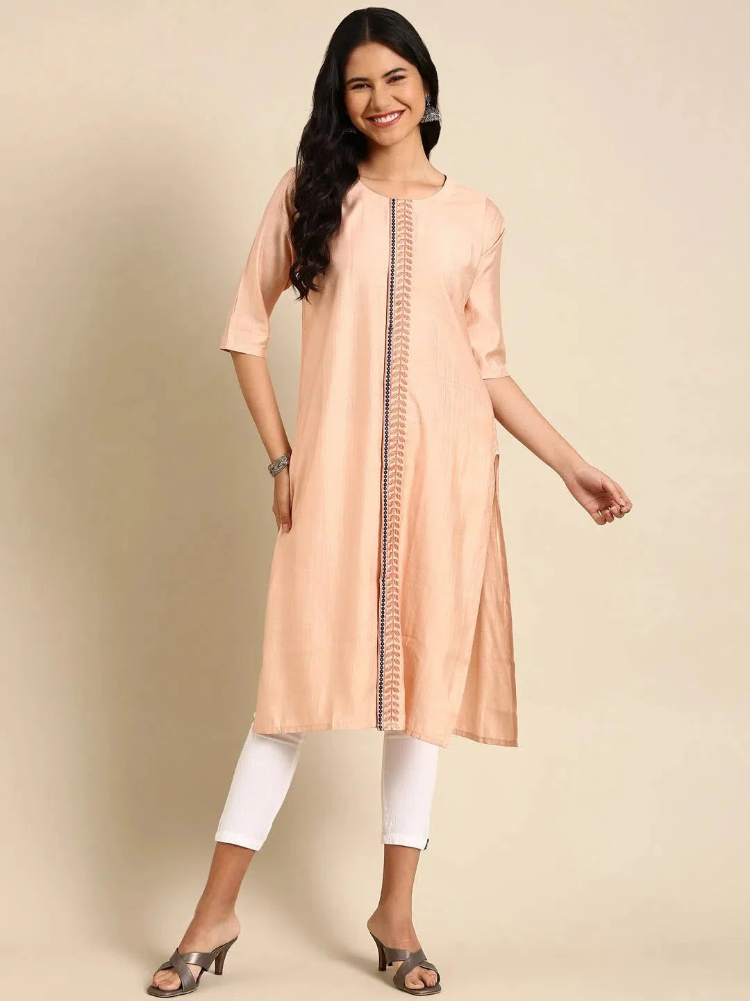 Peach Cotton Kurta - Comfortable Indian Kurta for Women