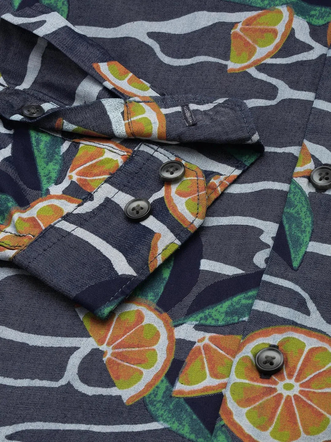 Navy Printed Mens Shirt - Cotton Formal Shirts | DesiQlo