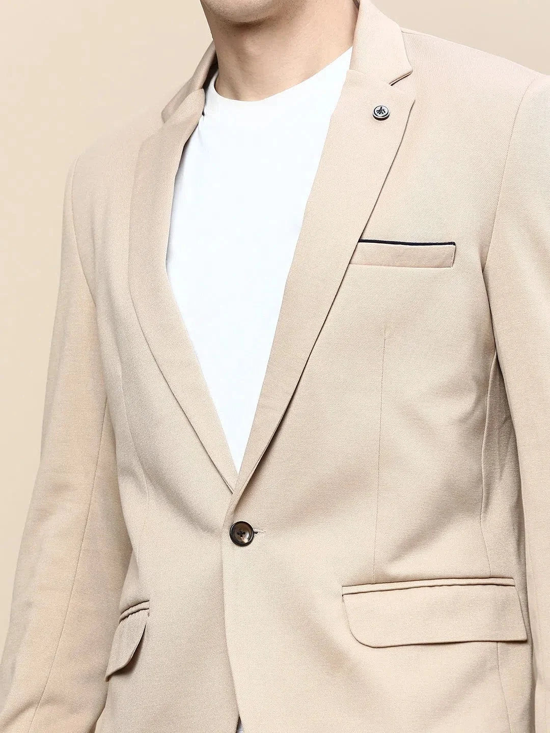 Beige Nehru Jacket for Men - Solid Cotton Modi Jacket