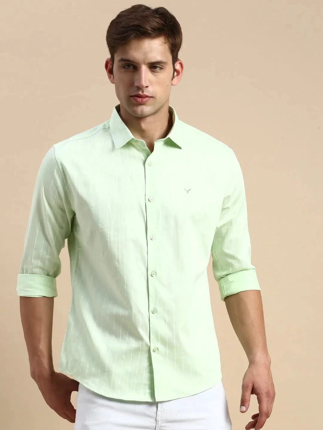 Green Striped Cotton Mens Shirt - DesiQlo Casual Shirts