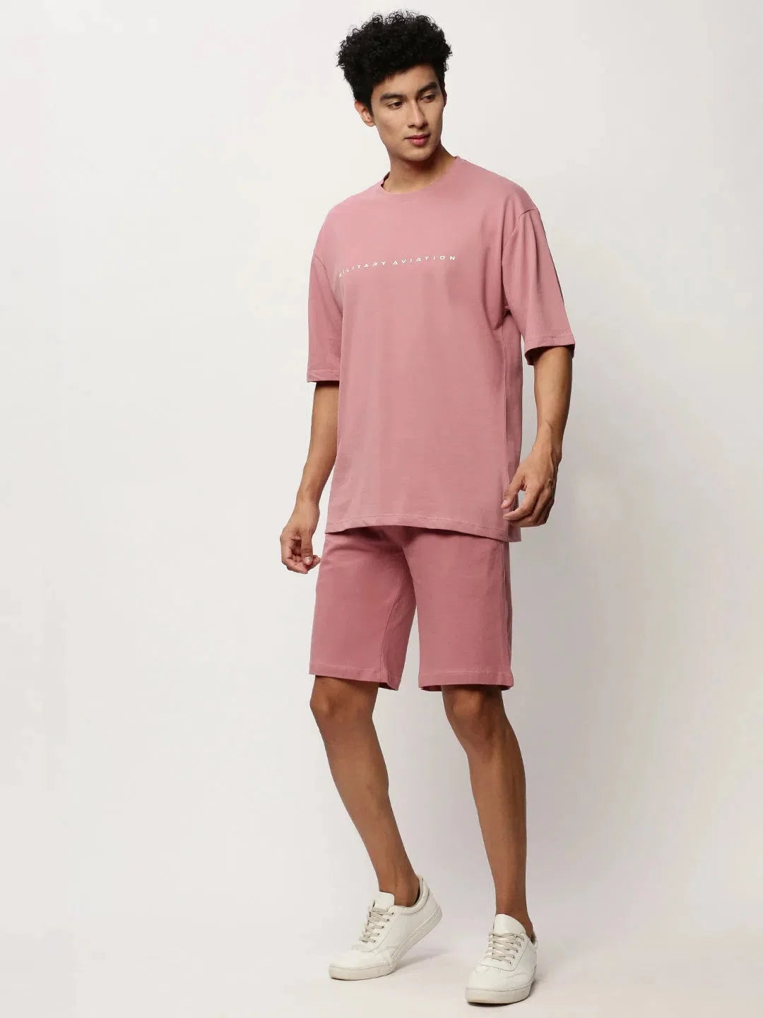 Men's Mauve Solid Co Ord Sets: Casual Cotton Two Piece Sets