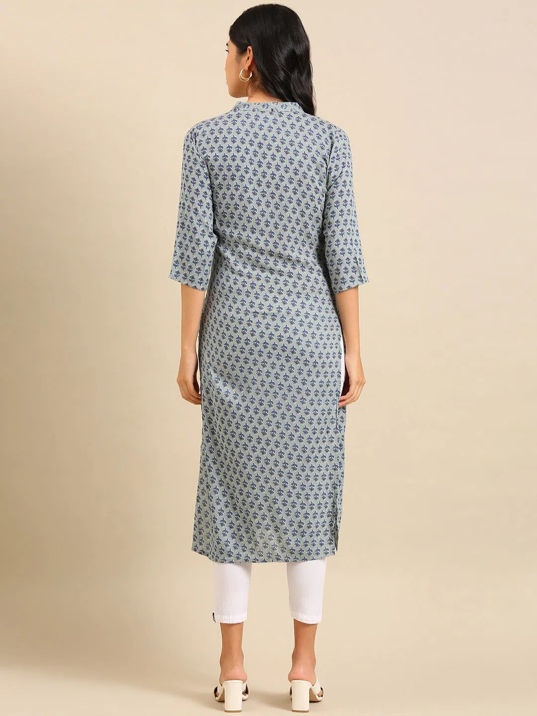 Sea Green Viscose Indian Kurta for Women | Printed Kurtas