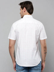 Men White Checked Casual Shirt-ALVINPRINT-5273-White