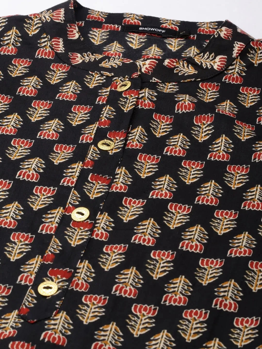 Black Floral Print Kurta - Trendy Indian Kurtis for Women