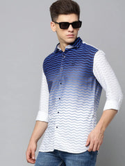 Men White Printed Casual Shirt-QUINN-3612-White