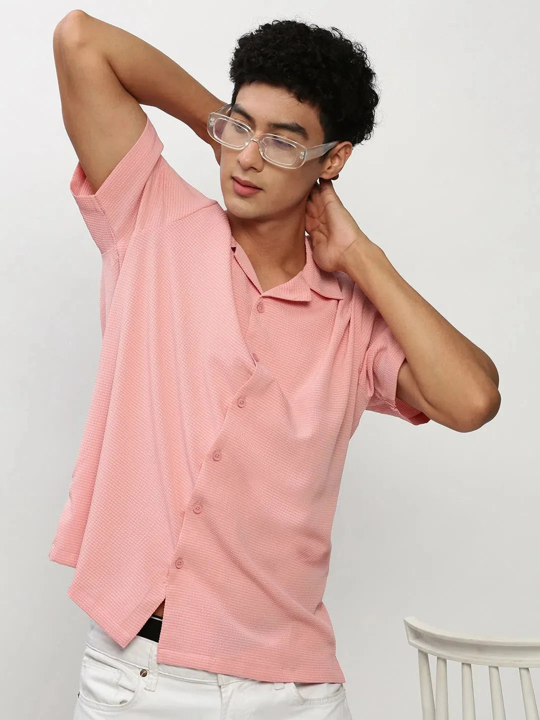 Peach Solid Mens Shirt | Casual Cotton Shirt - DesiQlo