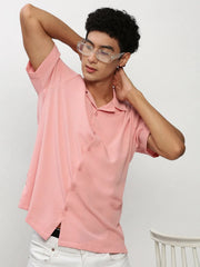 Men Peach Solid Casual Casual Shirts-AGASTHYA-1589-Peach