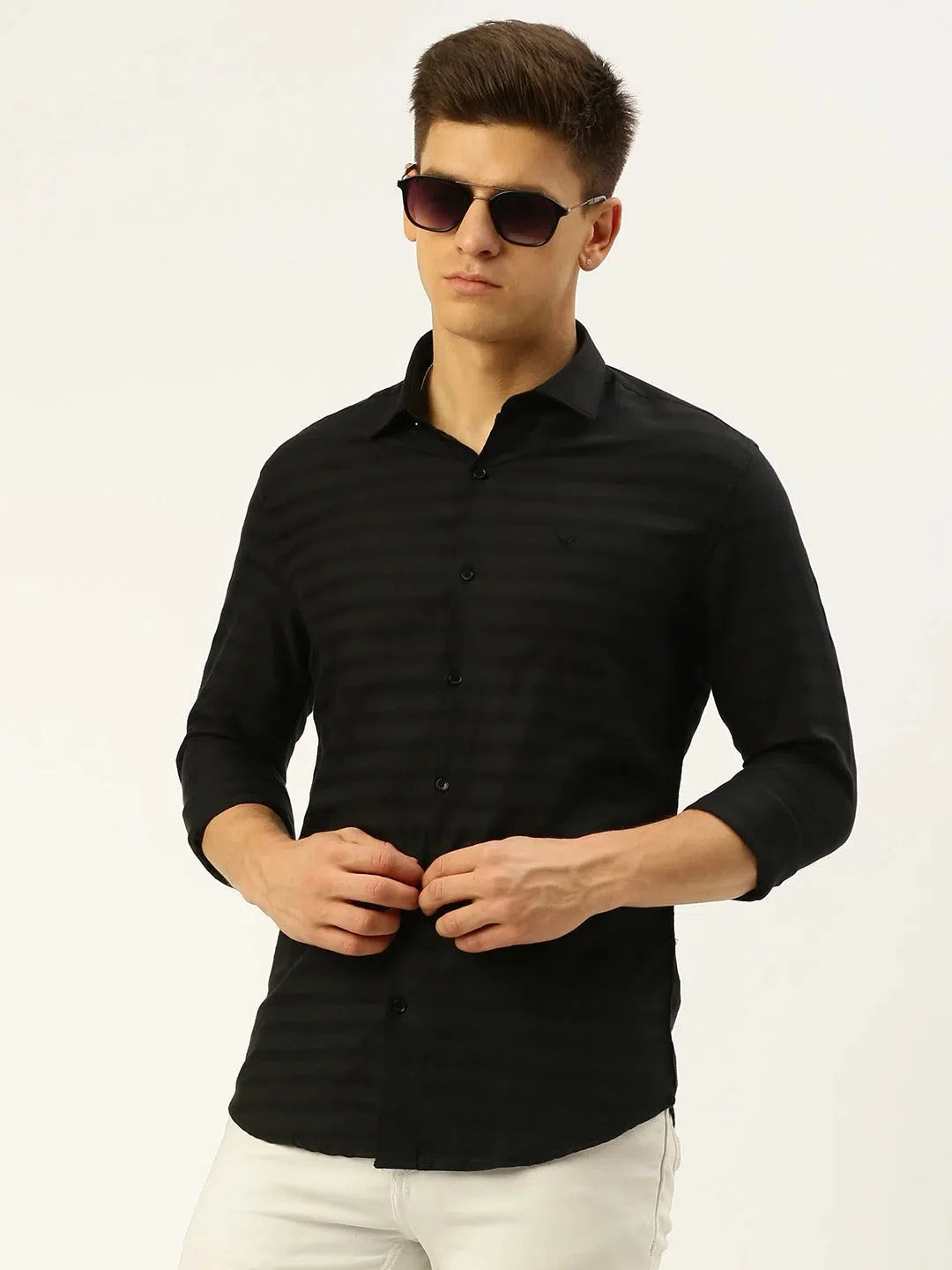 Men's Black Linen Shirt - Solid Casual Mens Shirt | DesiQlo