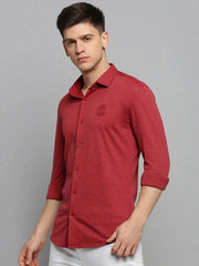Men Red Solid Casual Shirt-FORDKNITS-4469-Red