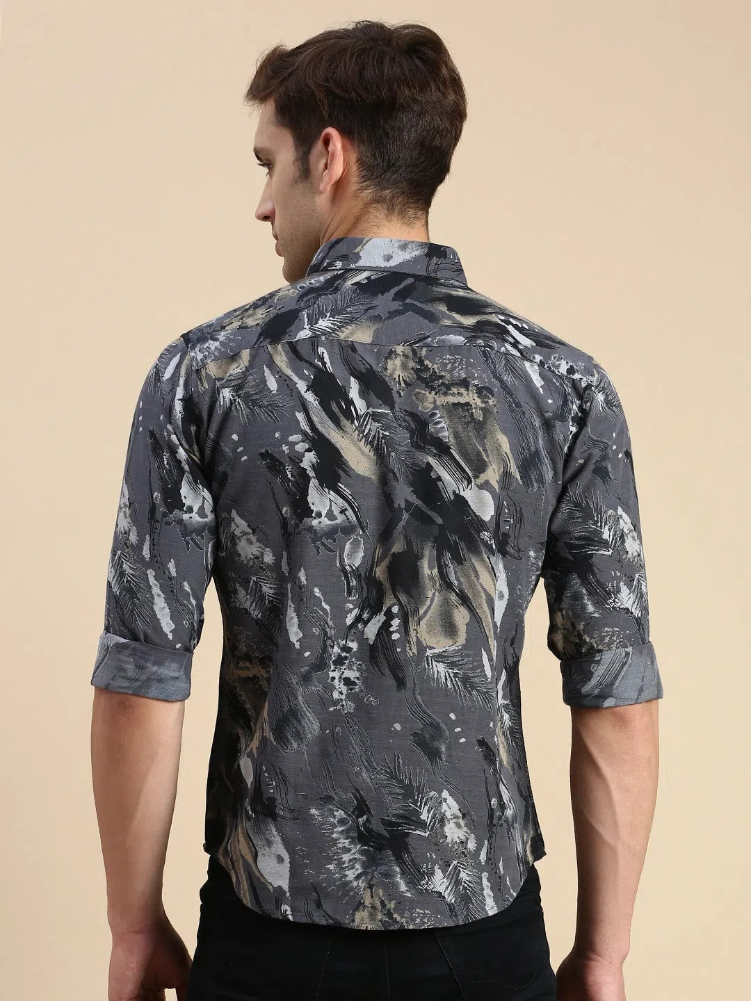 Stylish Grey Printed Mens Shirt - Casual Cotton Shirt | DesiQlo