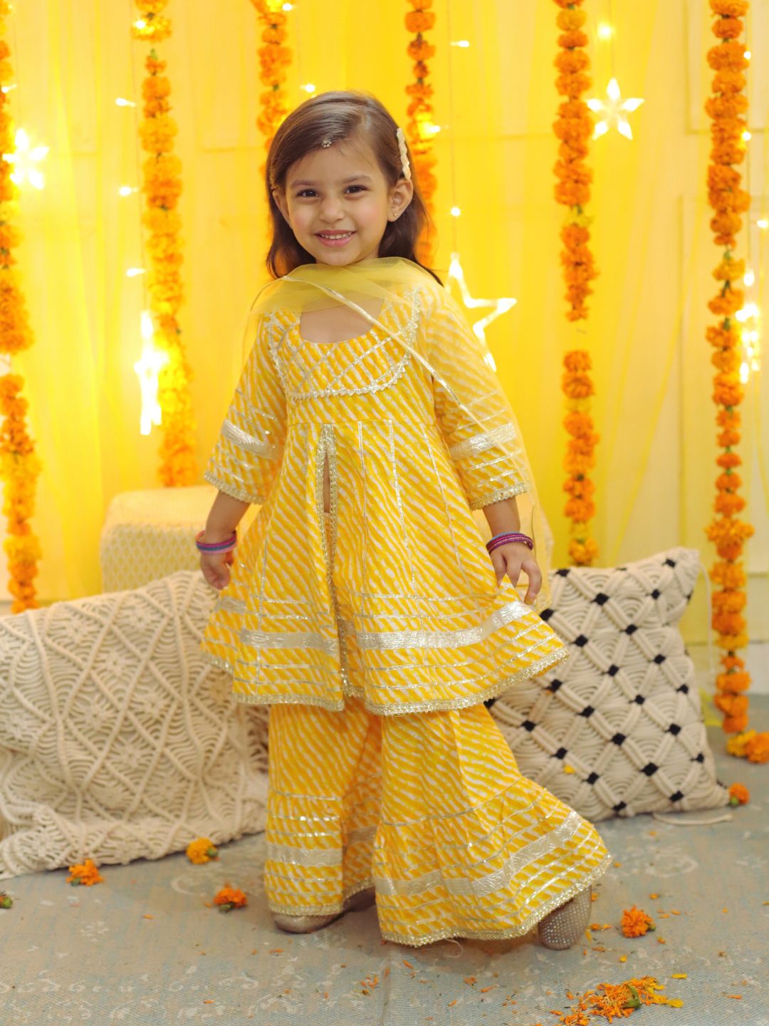 Pure Cotton Ethnic Suit Set for Girls - Yellow | BD23SU37YWA | DesiQlo