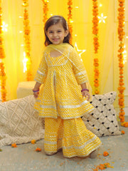 Pure Cotton Ethnic Suit Set for Girls - Yellow | BD23SU37YWA