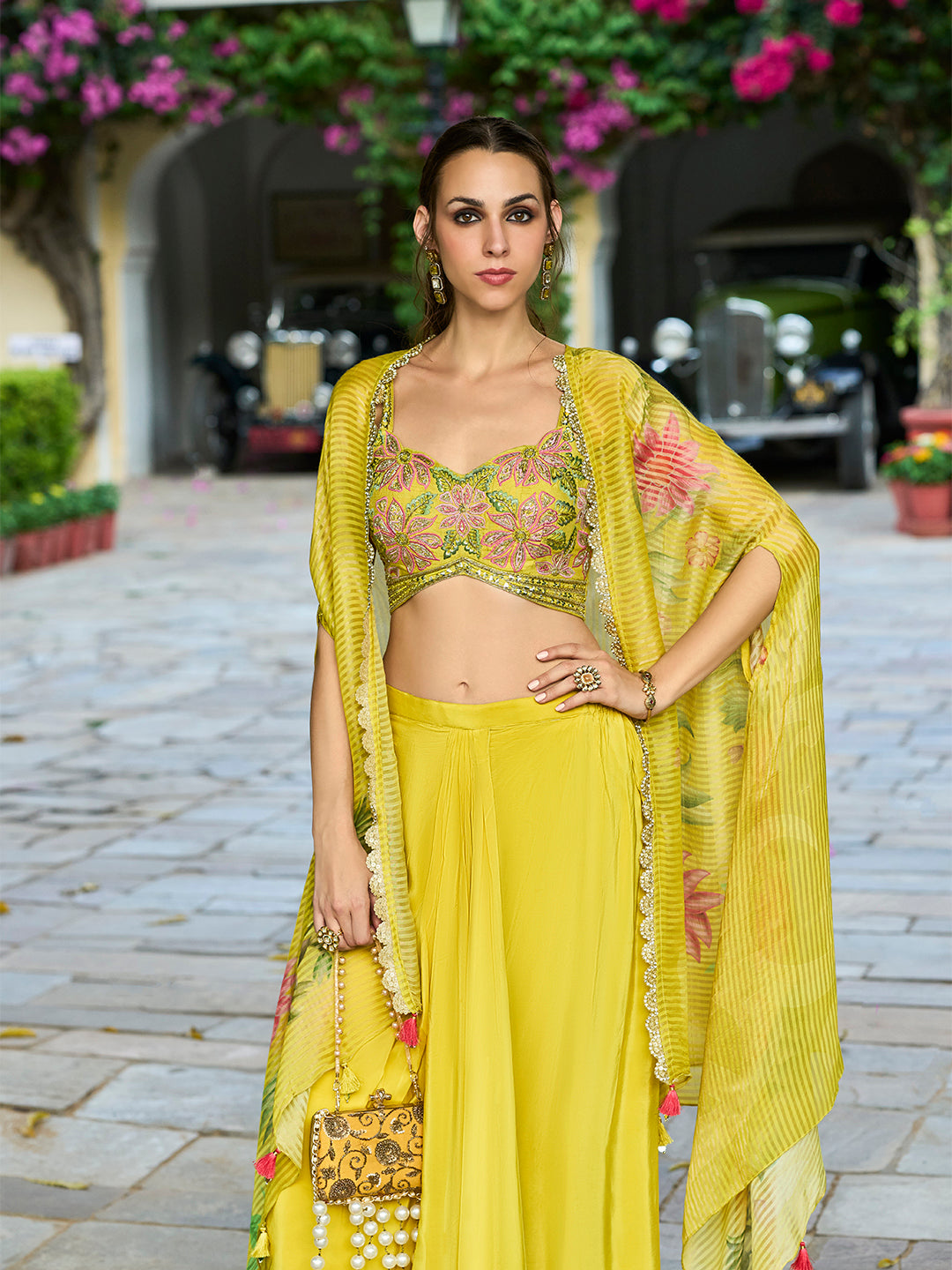 Chiffon Embroidered Sharara Set with Shrug - Pack of 3 Designs | DesiQ